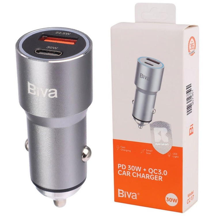 Bivaa CC17 30W super Fast Car Charger – Dual USB Quick Charge Car Adapter